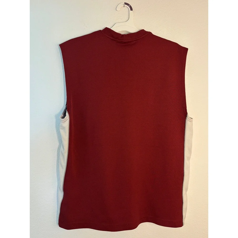 Vintage Nike Sleeveless Mock Neck Training Shirt Red Grey Mesh Men Large Y2K